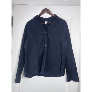 GAP Black Pinstripe Button Down‎ Shirt Long Sleeve Women XL